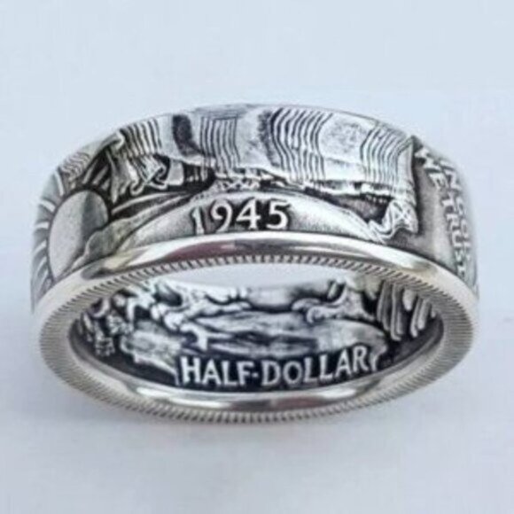Men's Half Dollar Fashion Nickel Ring - Picture 1 of 3